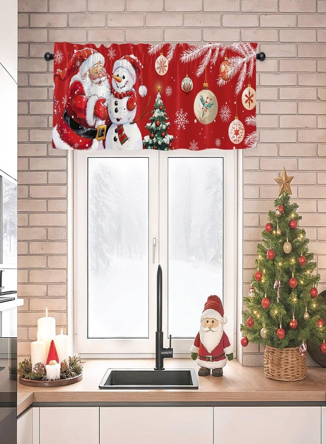 JRLCTECH Christmas Valance Curtain for Kitchen, Christmas Decorations Window Valance Curtains, Snowman Curtain Drapes for Living Room Bedroom 54x18 in, Rod Pocket Window Treatment - Image 2